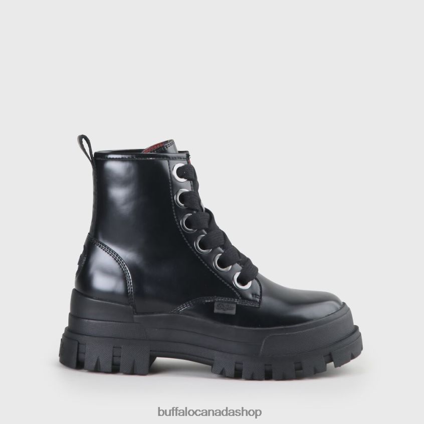 ASPHA LACE UP HI Bootie Flat vegan Black Buffalo ZL64TZ847 |Boots