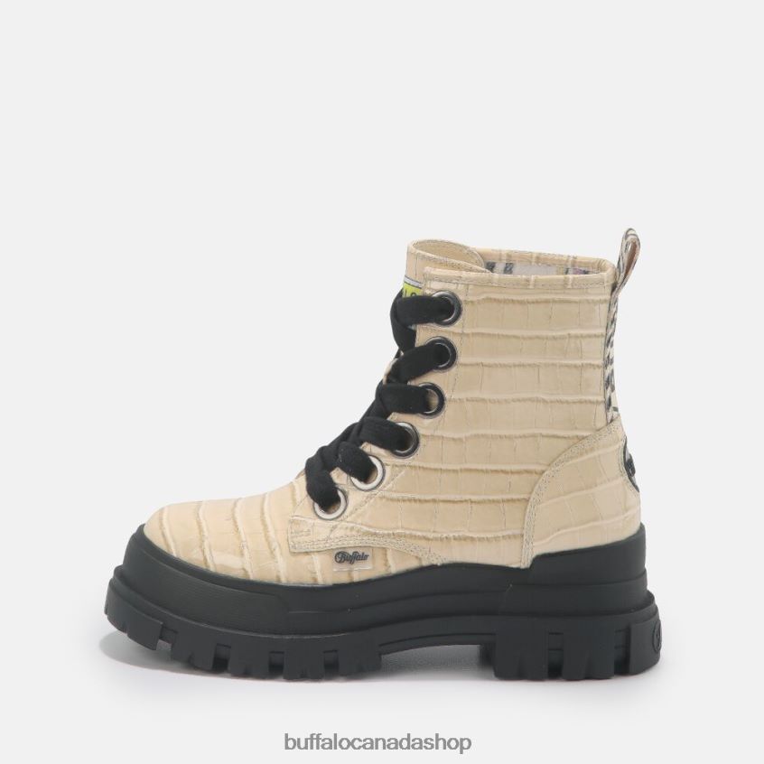 ASPHA LACE UP HI Bootie Flat vegan Cream Buffalo ZL64TZ371 |Boots