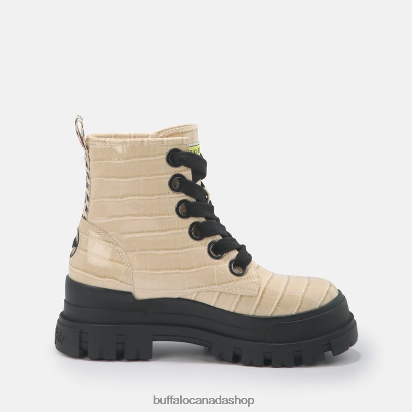 ASPHA LACE UP HI Bootie Flat vegan Cream Buffalo ZL64TZ371 |Boots