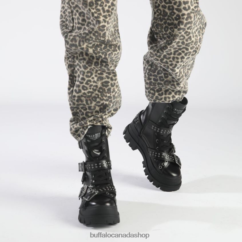 Aspha Buckle Mid Ankle Boot vegan Black Buffalo ZL64TZ849 |Boots