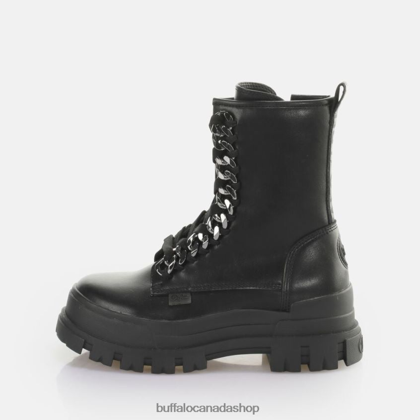 Aspha Chain Laceup MID Ankle-Boot vegan Black Buffalo ZL64TZ784 |Boots