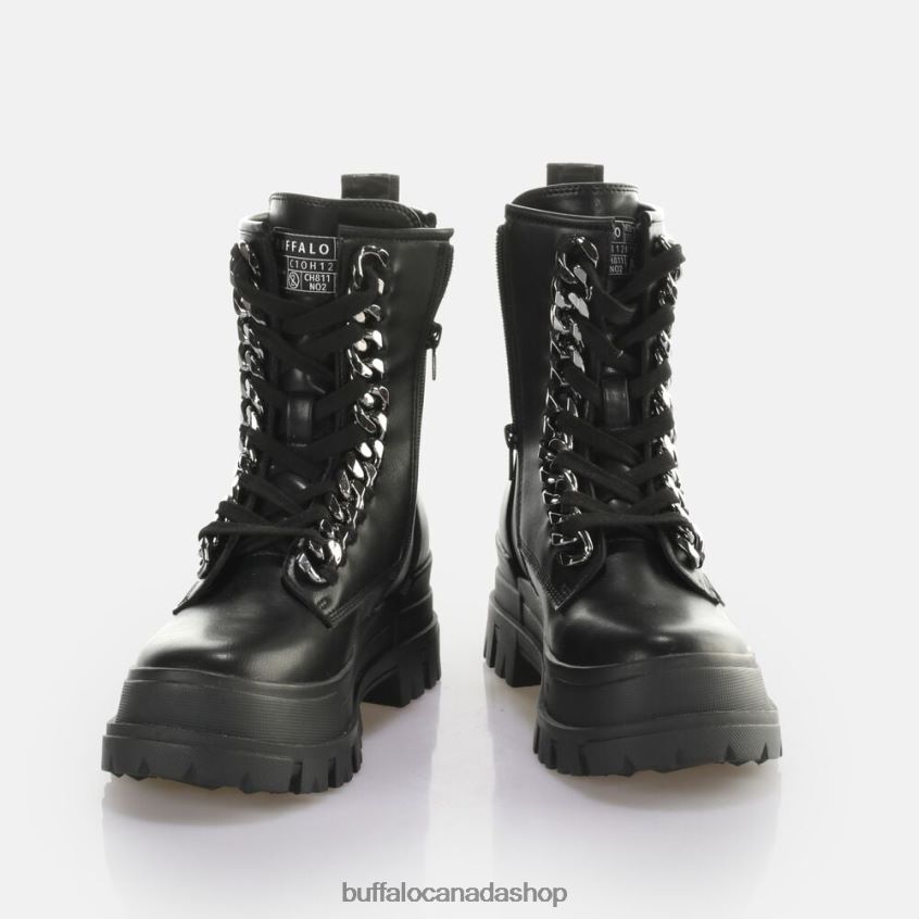 Aspha Chain Laceup MID Ankle-Boot vegan Black Buffalo ZL64TZ784 |Boots