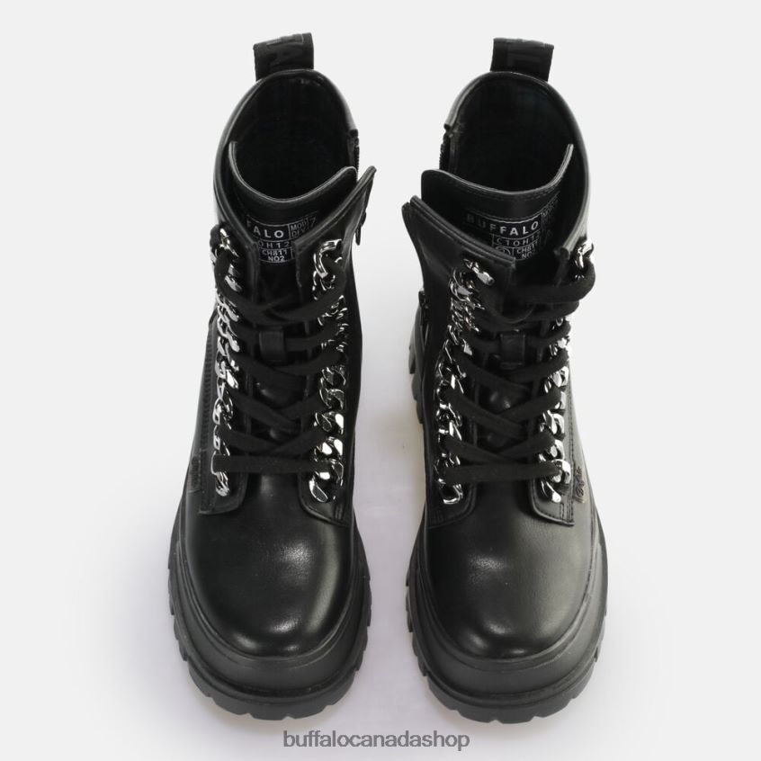 Aspha Chain Laceup MID Ankle-Boot vegan Black Buffalo ZL64TZ784 |Boots