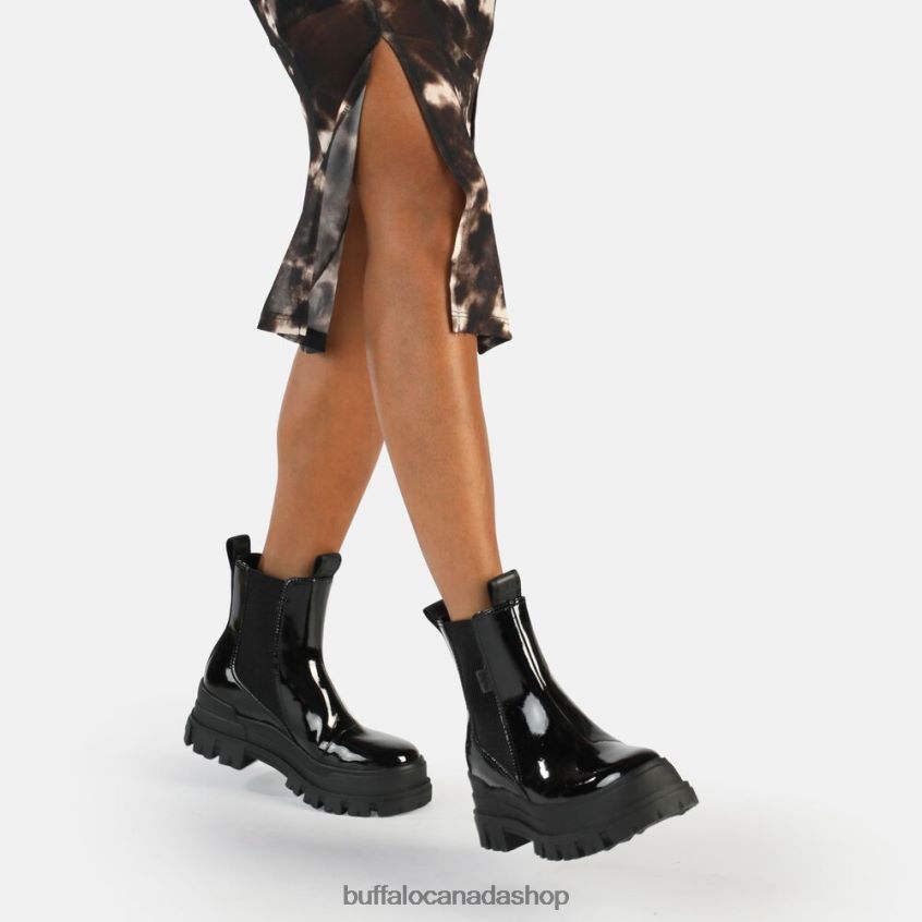 Aspha Chelsea Mid Ankle-Boot vegan Black Buffalo ZL64TZ479 |Boots