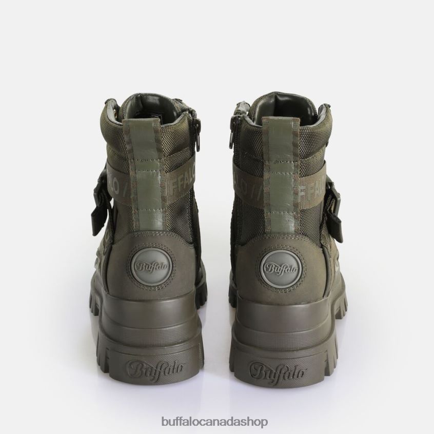 Aspha Com1 Laceup Mid vegan ankle boot Khaki Buffalo ZL64TZ582 |Boots