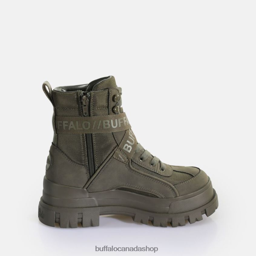 Aspha Com1 Laceup Mid vegan ankle boot Khaki Buffalo ZL64TZ582 |Boots