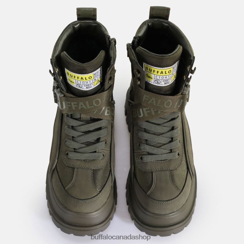 Aspha Com1 Laceup Mid vegan ankle boot Khaki Buffalo ZL64TZ582 |Boots