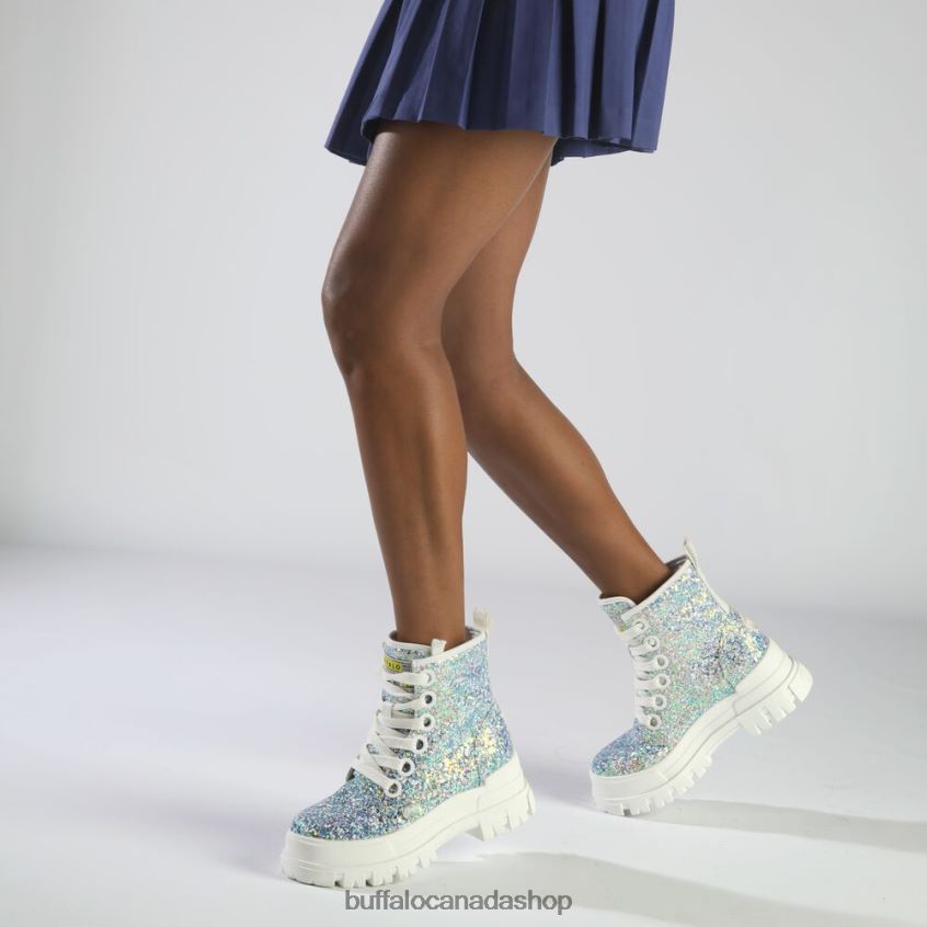 Aspha Lace Up HI Ankle Boot vegan Silver/Cream Buffalo ZL64TZ372 |Boots