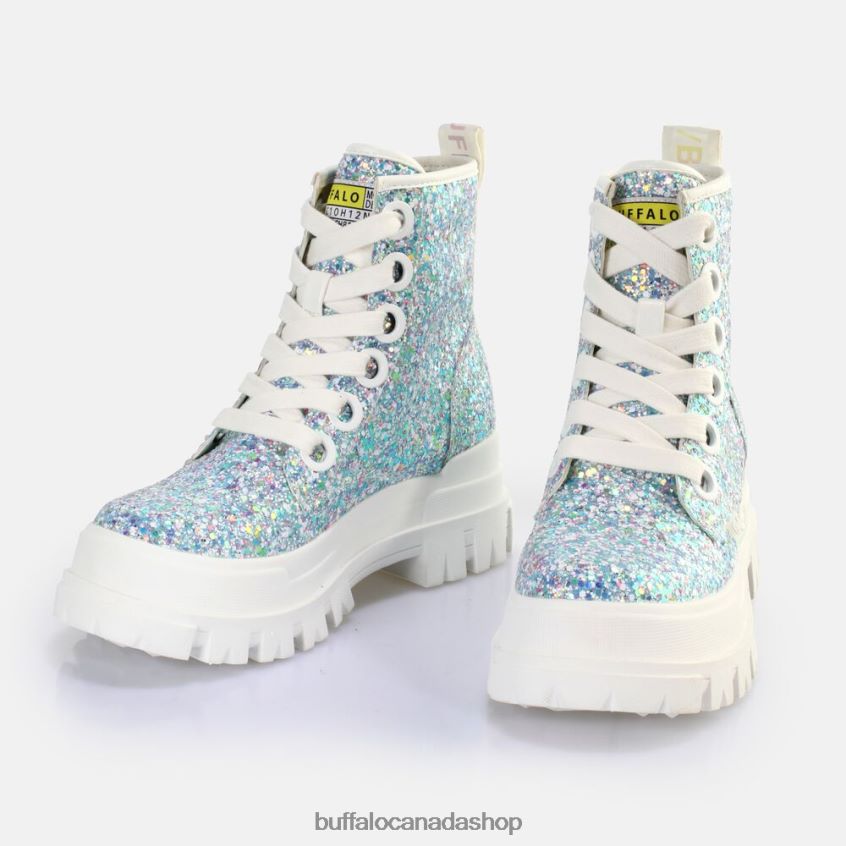 Aspha Lace Up HI Ankle Boot vegan Silver/Cream Buffalo ZL64TZ372 |Boots