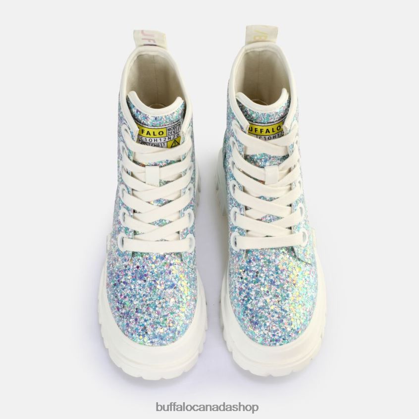 Aspha Lace Up HI Ankle Boot vegan Silver/Cream Buffalo ZL64TZ372 |Boots