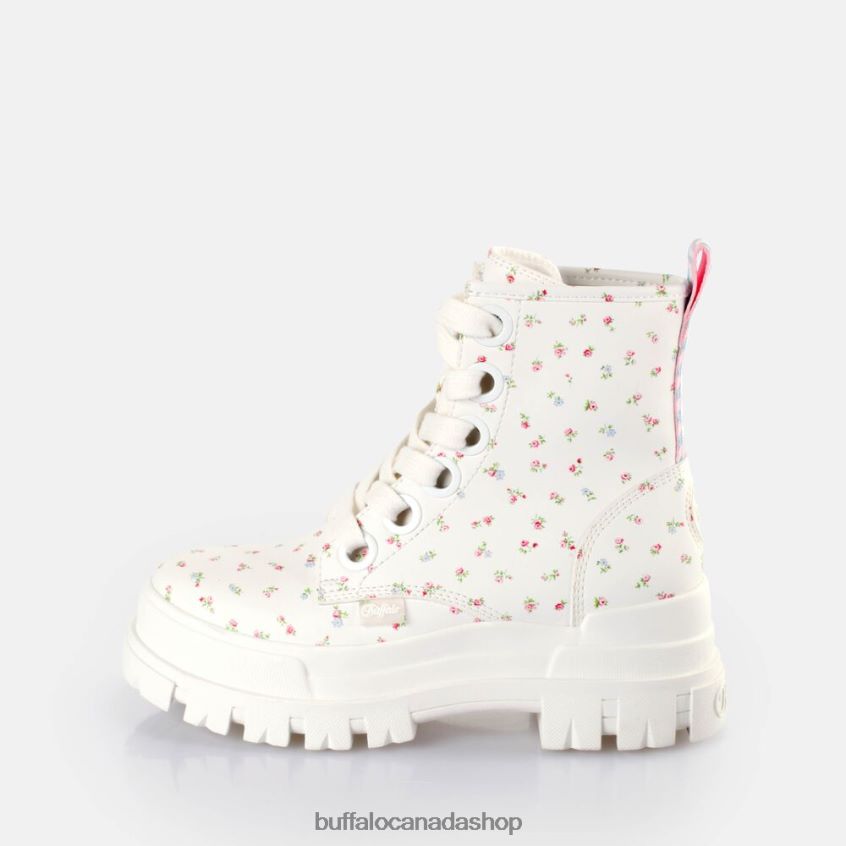 Aspha Lace Up HI Ankle-Boots vegan White/Flowers Buffalo ZL64TZ412 |Boots