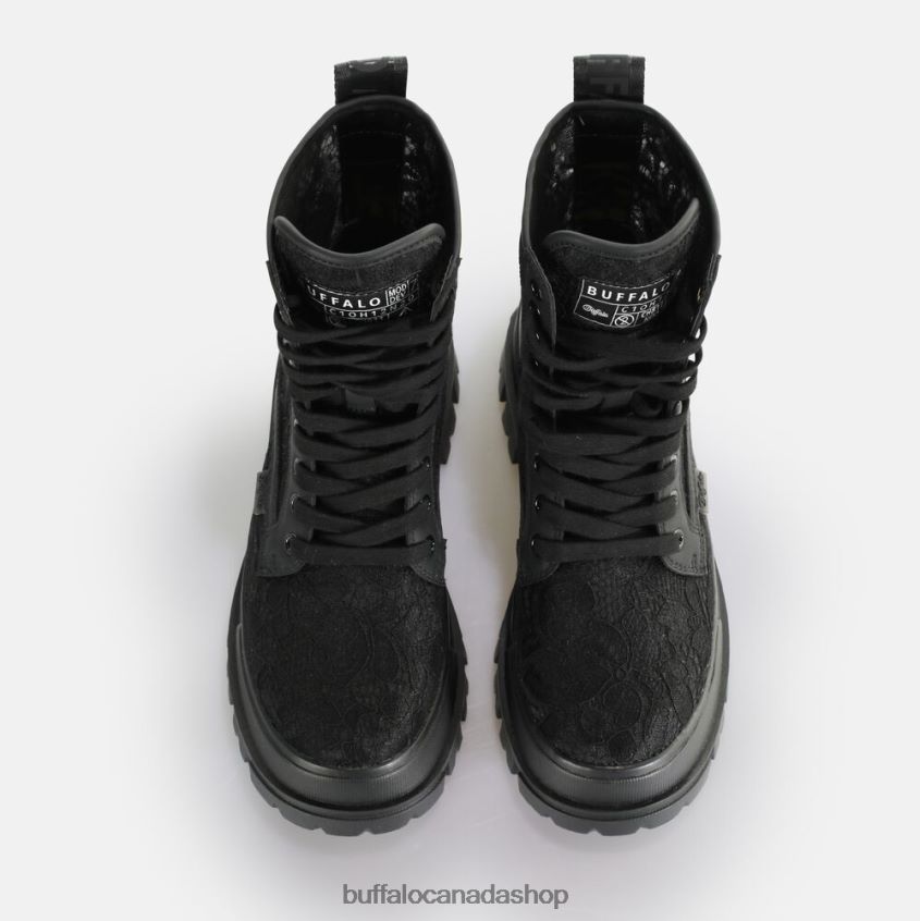 Aspha Lace Up Hi Ankle-Boot vegan Black Buffalo ZL64TZ431 |Boots