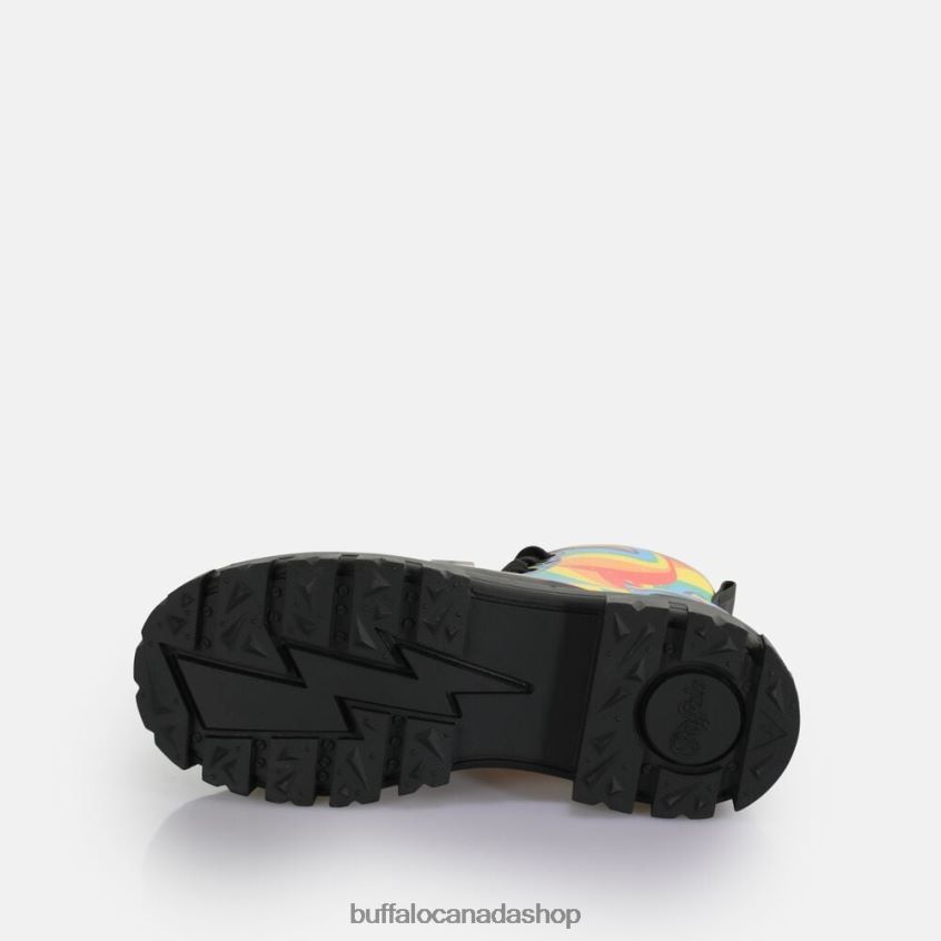 Aspha Lace Up Hi Ankle-Boot vegan Black Rainbow Buffalo ZL64TZ370 |Boots