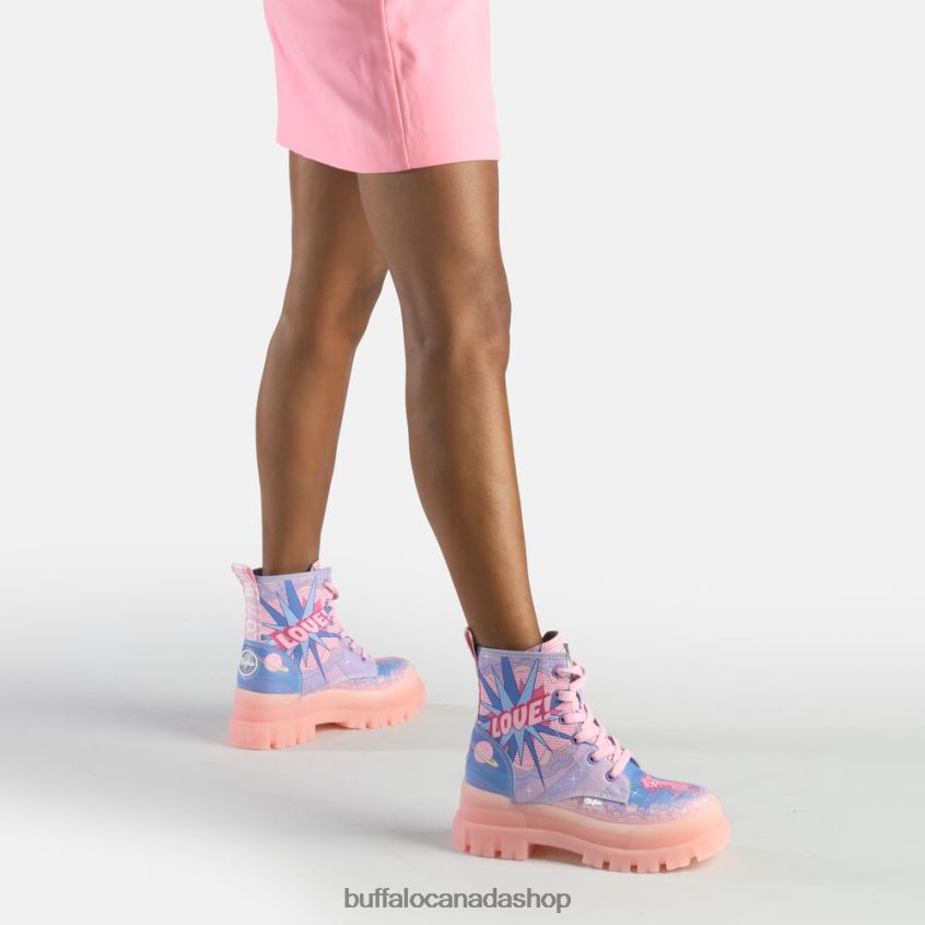 Aspha Lace Up Hi Ankle Boot vegan Purple Love Buffalo ZL64TZ437 |Boots