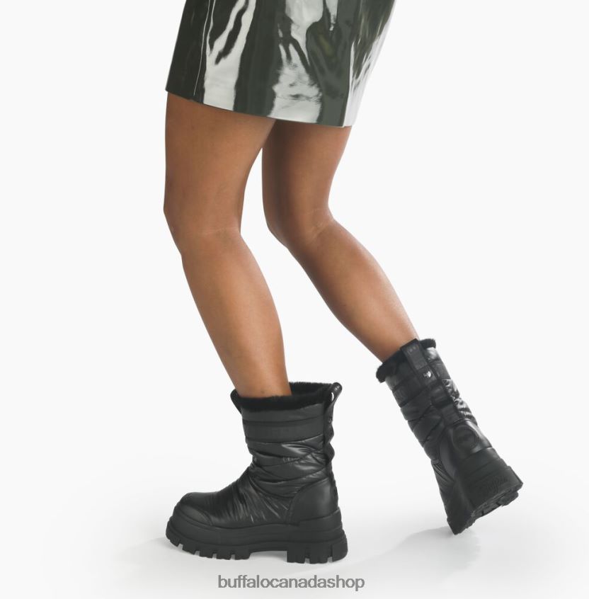 Aspha Quilt Bootie Flat vegan Black Buffalo ZL64TZ483 |Boots