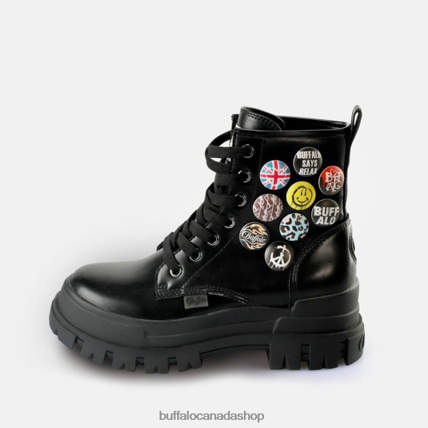 Aspha RLD Buttons Ankle Boot vegan Black Buffalo ZL64TZ270 |Boots