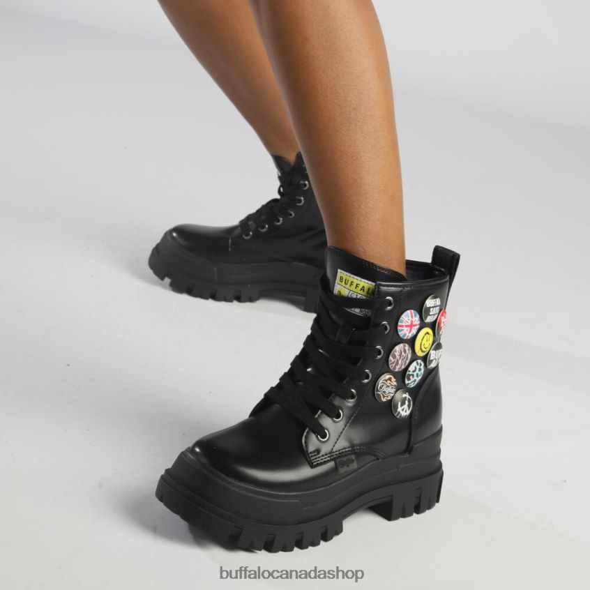 Aspha RLD Buttons Ankle Boot vegan Black Buffalo ZL64TZ270 |Boots