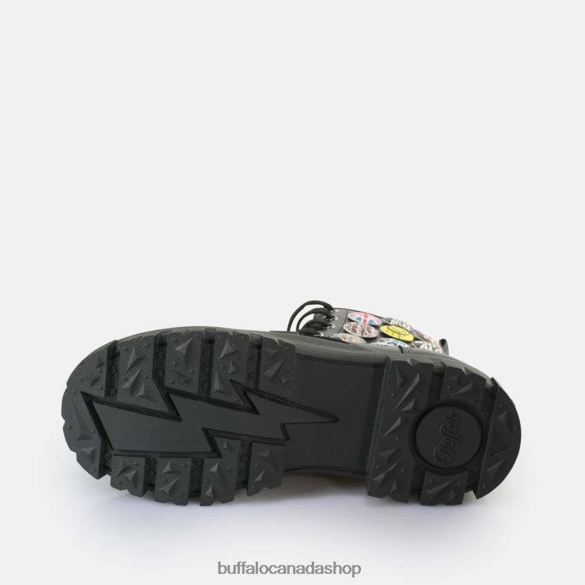 Aspha RLD Buttons Ankle Boot vegan Black Buffalo ZL64TZ270 |Boots