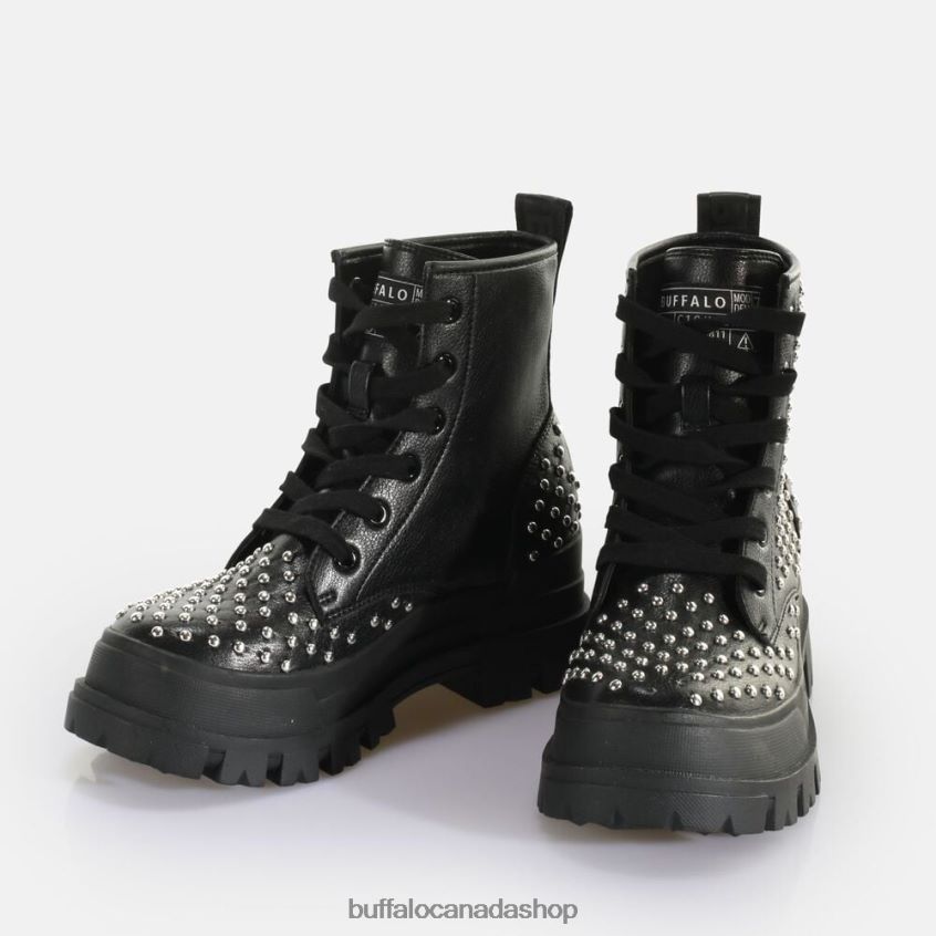 Aspha RLD PIN Laceup Mid Ankle-Boot vegan Black Buffalo ZL64TZ367 |Boots