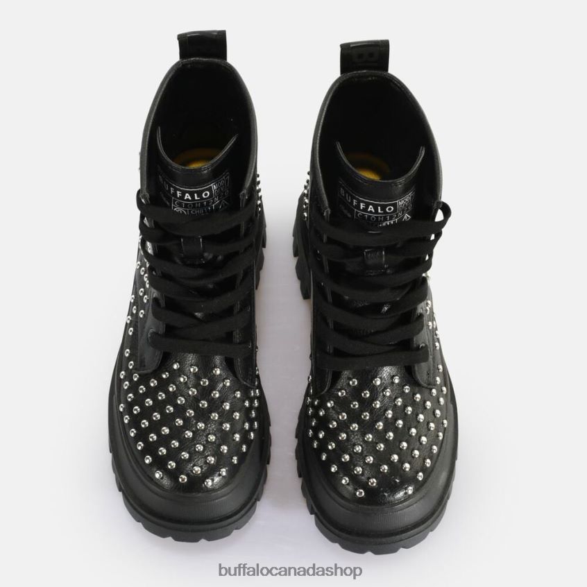 Aspha RLD PIN Laceup Mid Ankle-Boot vegan Black Buffalo ZL64TZ367 |Boots