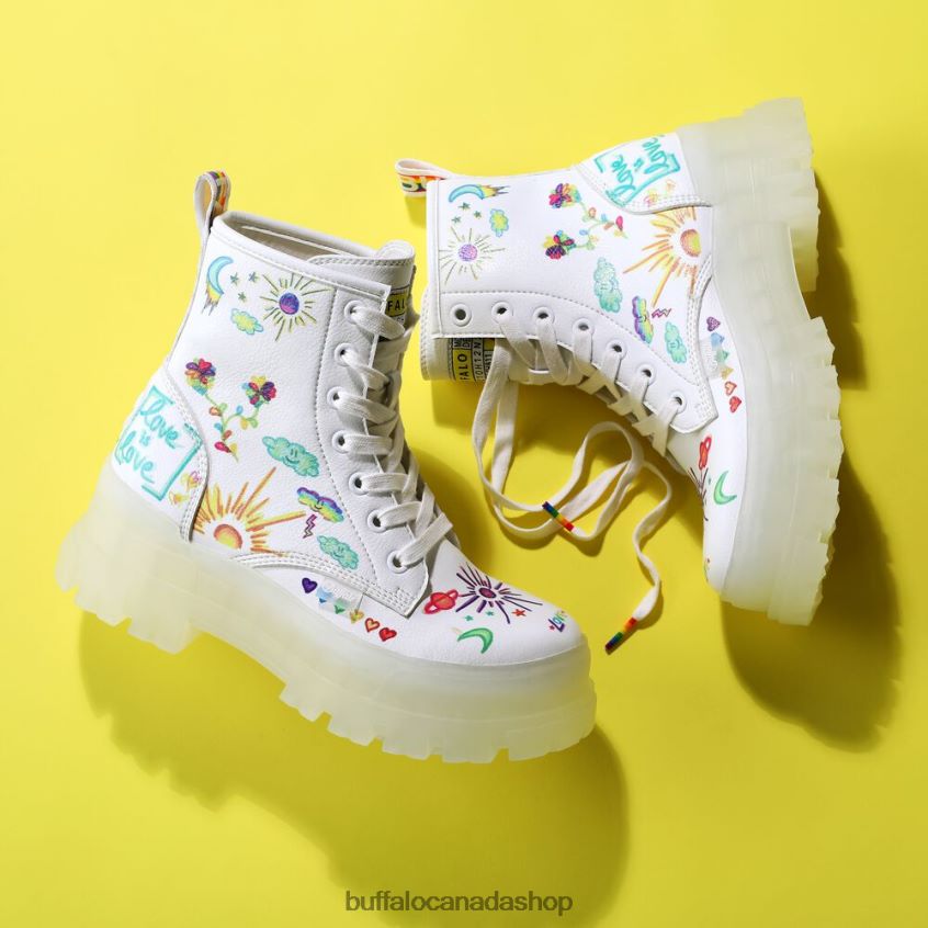 Aspha RLD ankle boot vegan White/Graffiti Buffalo ZL64TZ858 |Boots