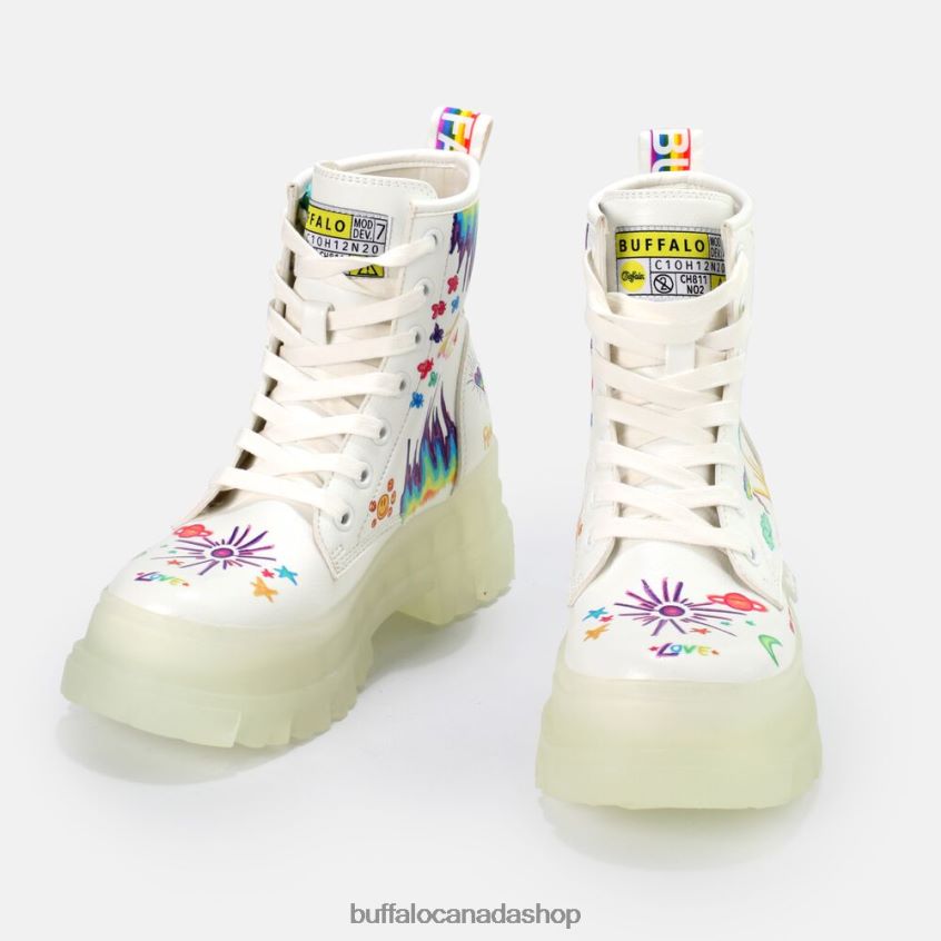 Aspha RLD ankle boot vegan White/Graffiti Buffalo ZL64TZ858 |Boots