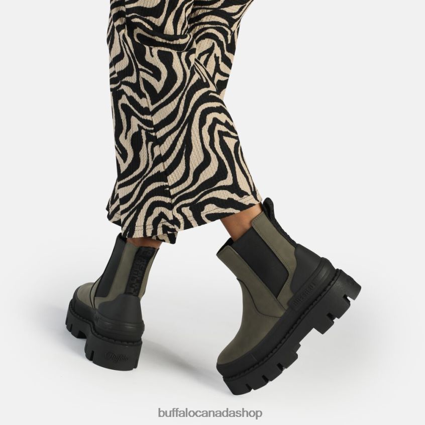 Raven Chelsea Ankle-Boot vegan Khaki/Black Buffalo ZL64TZ488 |Boots