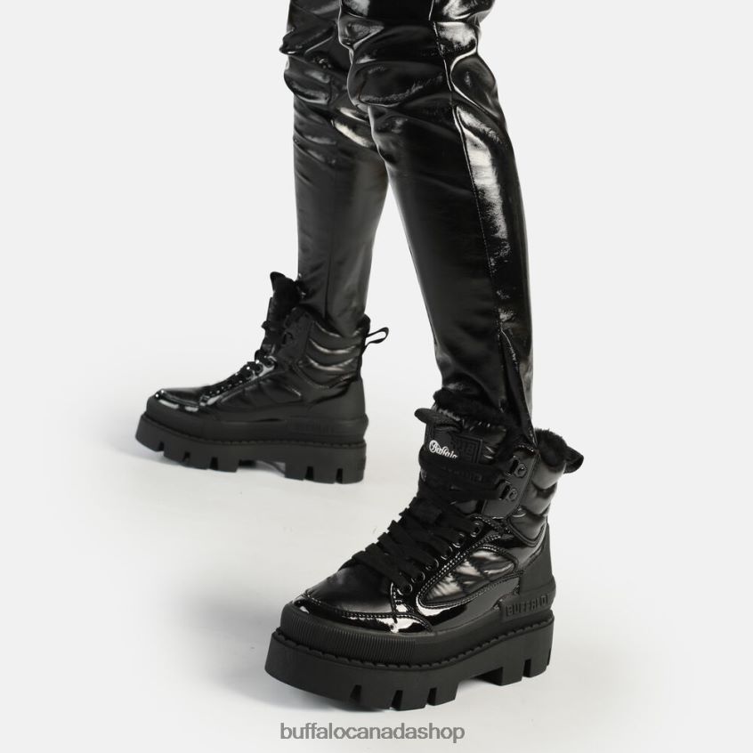 Raven Snow Laceup Mid Ankle-Boot vegan Black Buffalo ZL64TZ304 |Boots