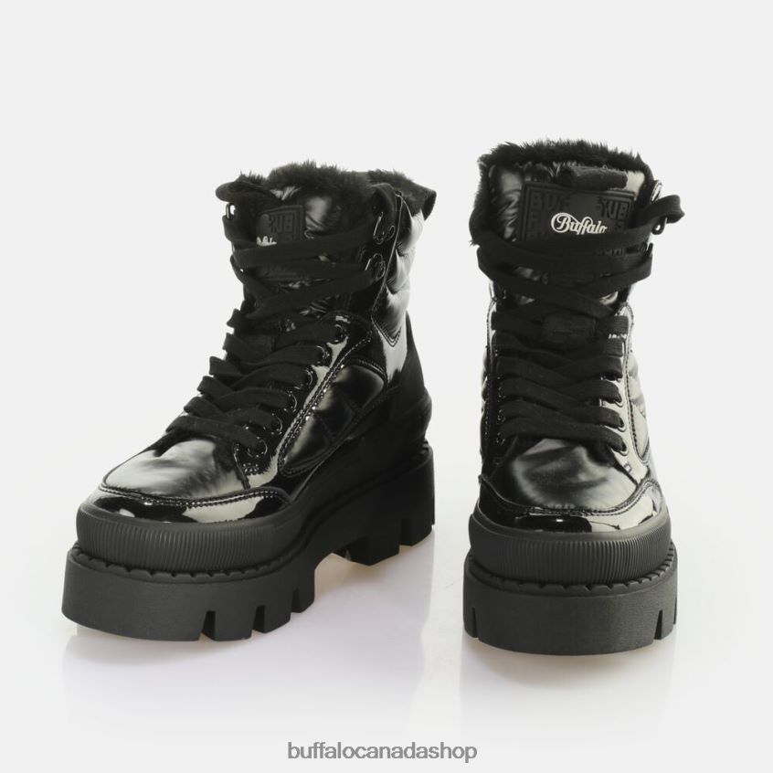 Raven Snow Laceup Mid Ankle-Boot vegan Black Buffalo ZL64TZ304 |Boots