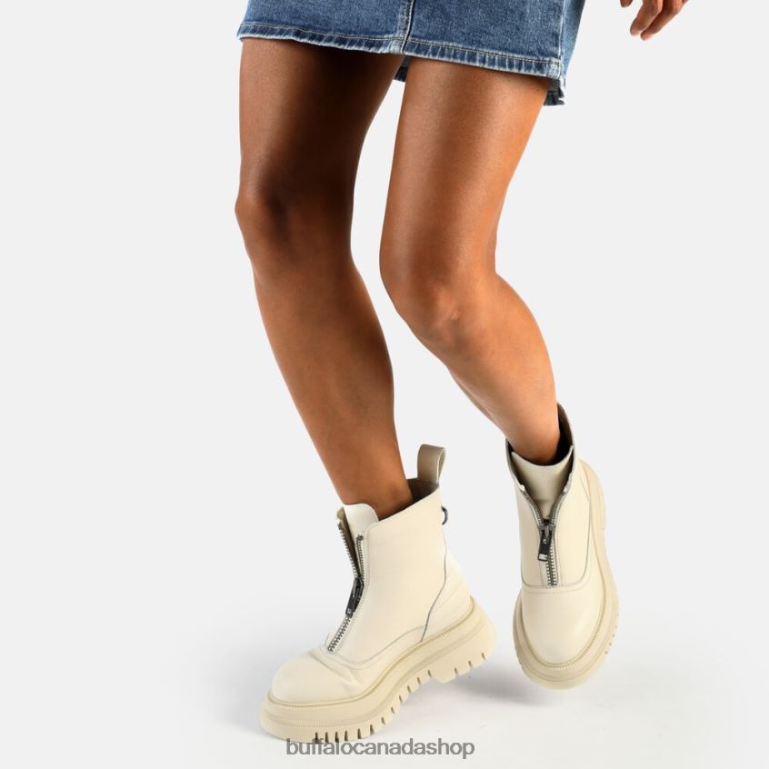 Shade Zip Mid Ankle Boot Cream Buffalo ZL64TZ467 |Boots
