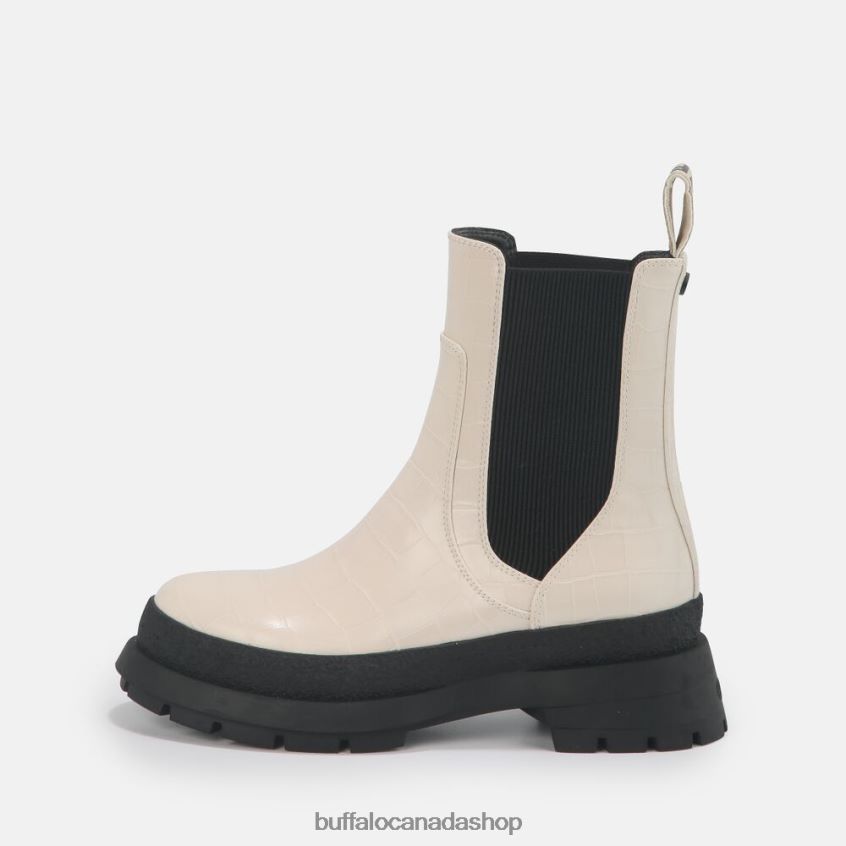 Simona Bootie Flat vegan Cream In Crocodile Look Buffalo ZL64TZ458 |Boots