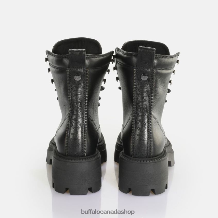 Square Laceup Mid Ankle Boot Black Buffalo ZL64TZ151 |Boots