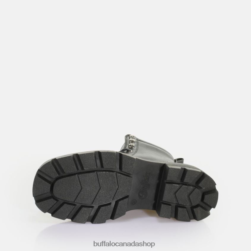 Square Laceup Mid Ankle Boot Black Buffalo ZL64TZ151 |Boots