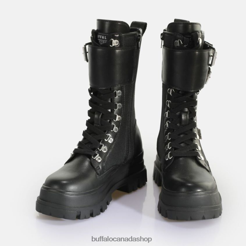 ASPHA COM STEEL LACEUP HI VEGAN NAPPA/NYLON Black Buffalo ZL64TZ689 |Boots