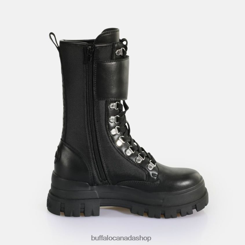 ASPHA COM STEEL LACEUP HI VEGAN NAPPA/NYLON Black Buffalo ZL64TZ689 |Boots