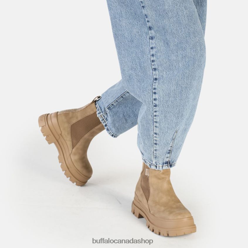 Aspha Chelsea Mid vegan nubuck fur Brown Buffalo ZL64TZ580 |Boots