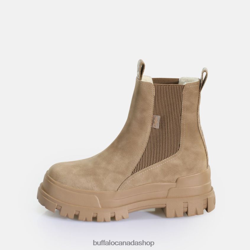 Aspha Chelsea Mid vegan nubuck fur Brown Buffalo ZL64TZ580 |Boots