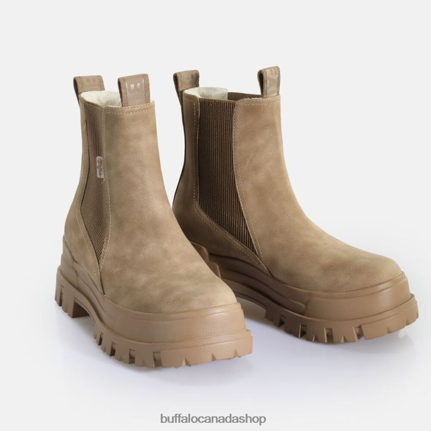 Aspha Chelsea Mid vegan nubuck fur Brown Buffalo ZL64TZ580 |Boots