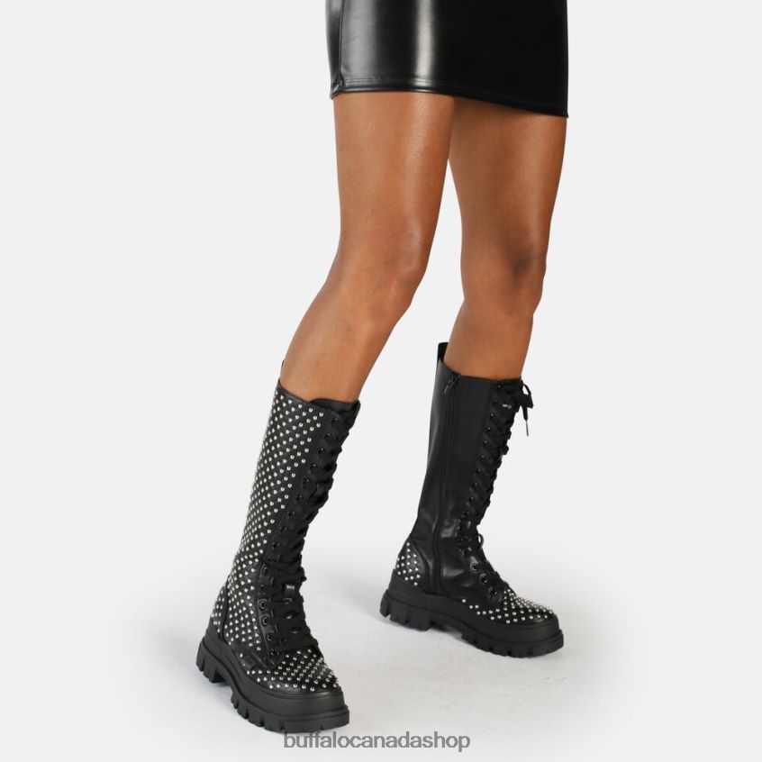 Aspha ON PIN Laceup HI Boot vegan Black Buffalo ZL64TZ507 |Boots