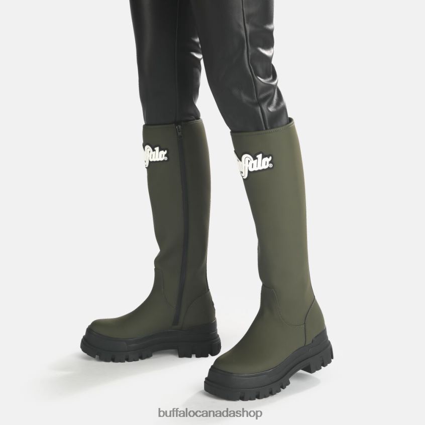 Aspha Rain Hi Boot Flat vegan Khaki Buffalo ZL64TZ232 |Boots