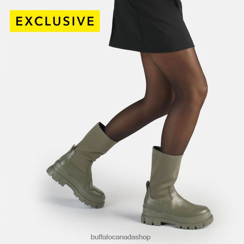 Aspha Sock Boot Short Boot vegan Olive Buffalo ZL64TZ652 |Boots