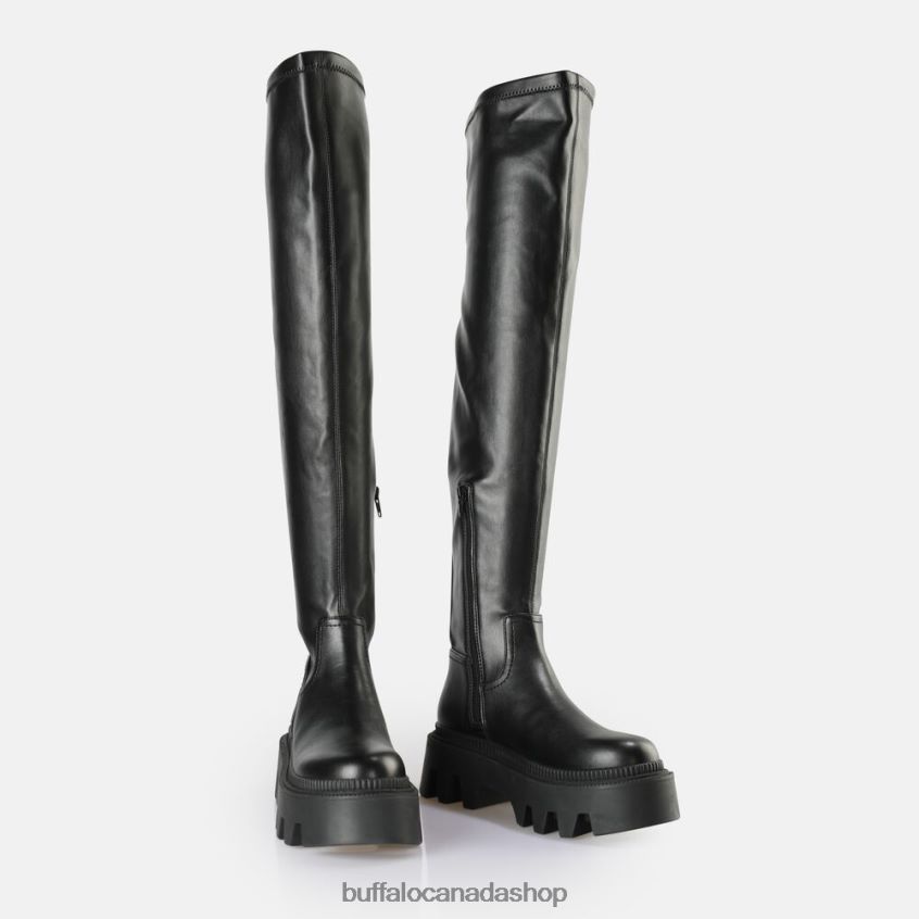 Flora overknee boot vegan Black Buffalo ZL64TZ633 |Boots