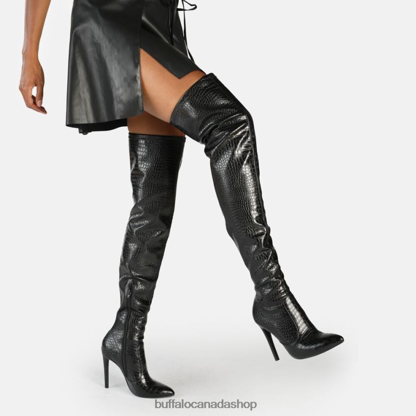 Marjorie Overknee Mid Boot vegan Black Buffalo ZL64TZ823 |Boots