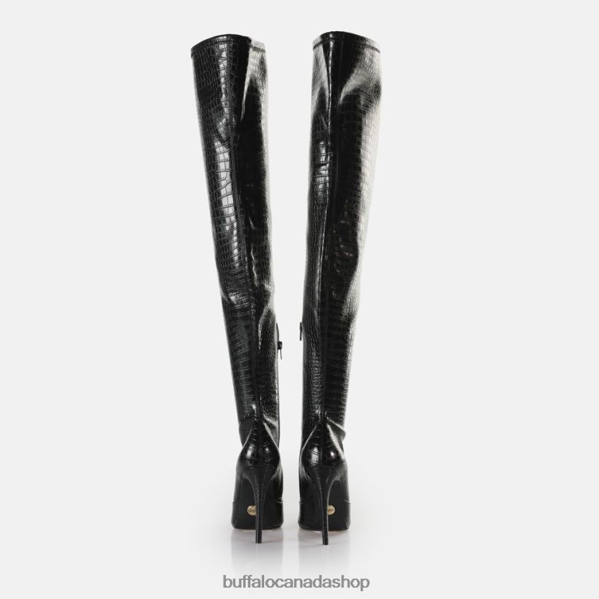 Marjorie Overknee Mid Boot vegan Black Buffalo ZL64TZ823 |Boots