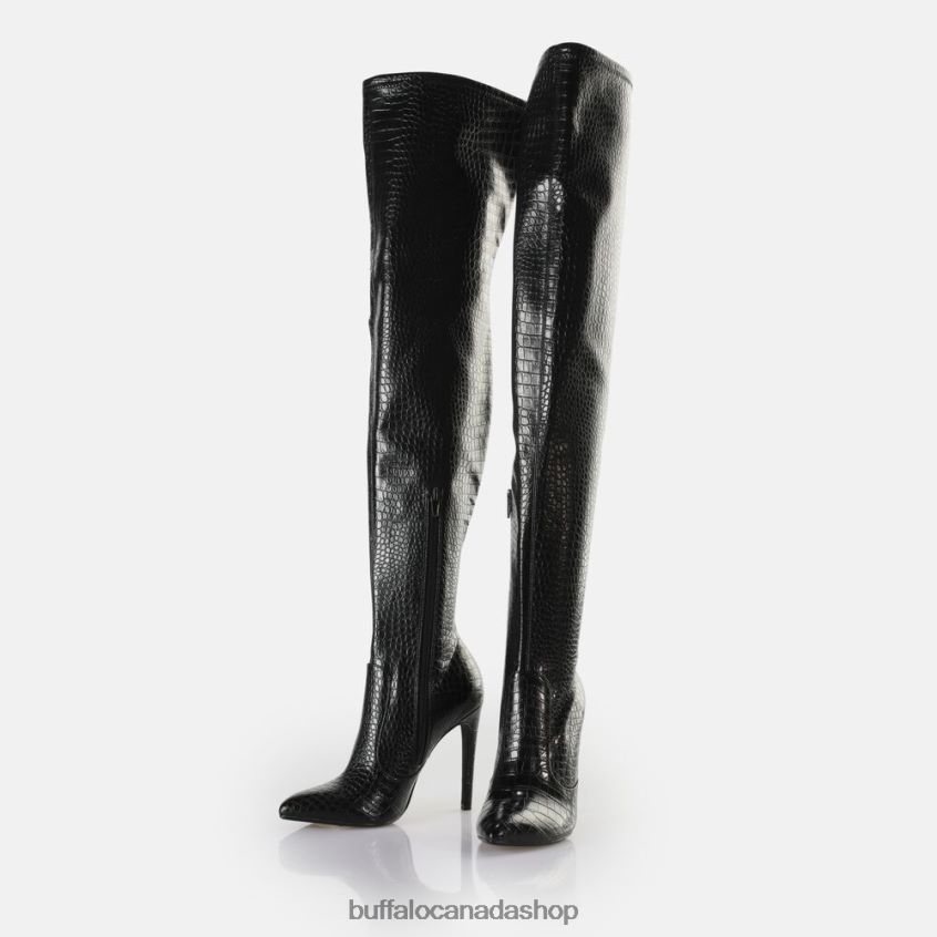 Marjorie Overknee Mid Boot vegan Black Buffalo ZL64TZ823 |Boots