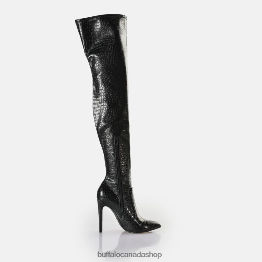 Marjorie Overknee Mid Boot vegan Black Buffalo ZL64TZ823 |Boots