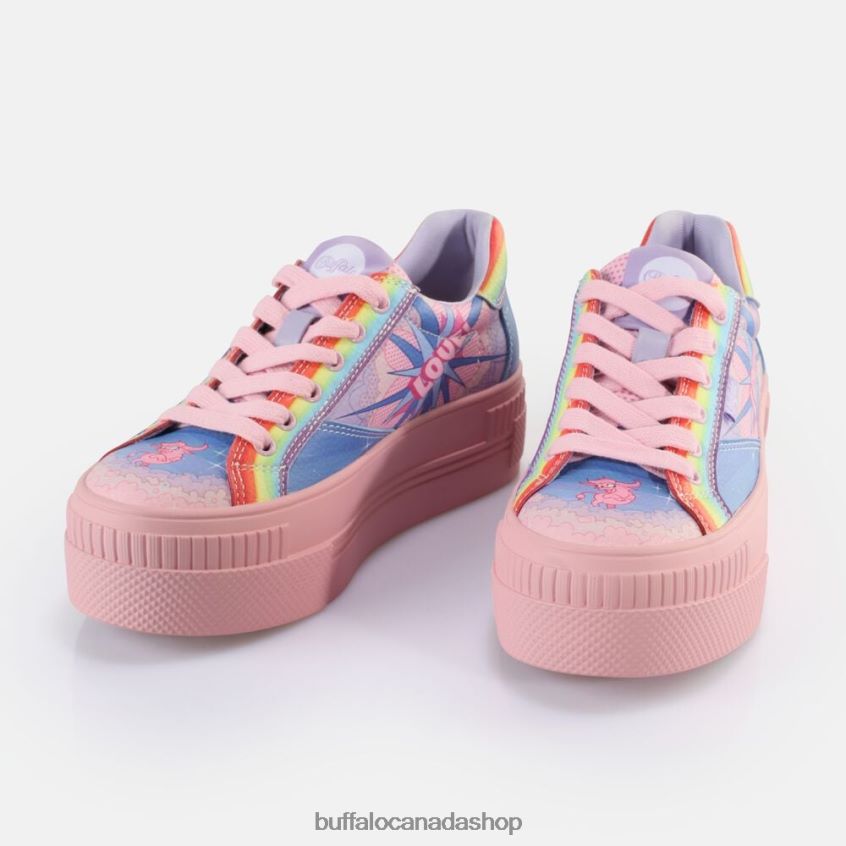 Paired Graffiti Sneakers Low vegan Lilac Love Buffalo ZL64TZ33 |Sneakers