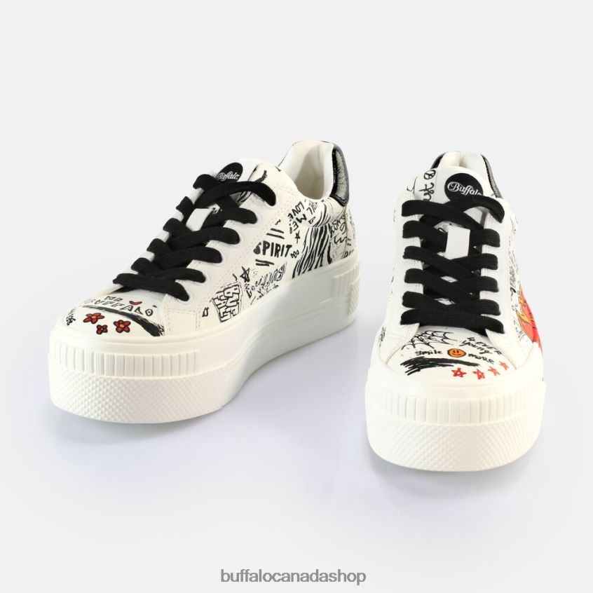 Paired Graffiti Sneakers Low vegan White/Black Buffalo ZL64TZ34 |Sneakers