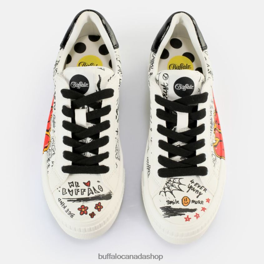 Paired Graffiti Sneakers Low vegan White/Black Buffalo ZL64TZ34 |Sneakers