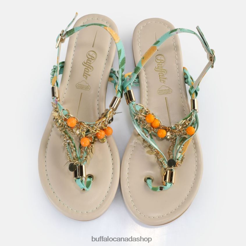 Capri Vacay Sandals vegan Green/Orange Buffalo ZL64TZ178 |Sandals